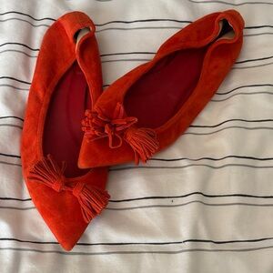 J. Crew Vibrant Orange Suede Flats